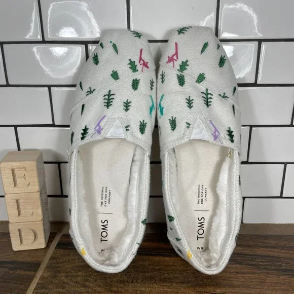 TOMS Seasonal Classic Alpargata Women's Size 9 Shoes White Ski Tree Print Flat - Picture 6 of 11